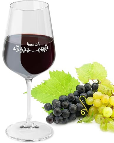 LIQUISIGN Weinglas mit Gravur | Motiv Ranke mit Wunschname | Personalisiertes Glas | Spruchglas mit Wunschtext graviert | Geschenkidee