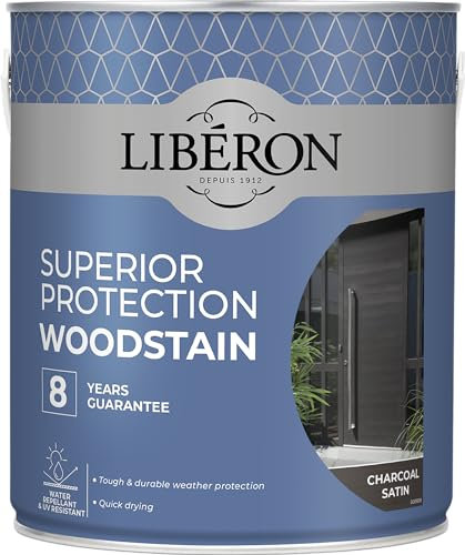 Libéron Superior Protection Woodstain - 8-Year Guarantee - Durable Weather Protection - UV-Resistant - Water-Repellent - Quick-Drying - Charcoal - 2.5 litres