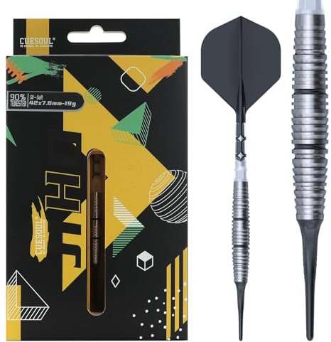 CUESOUL JIHO S8 19g Soft Tip 90% Tungsten Dartset mit vereinheitlichendem ROST T19 Flight