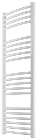 Greened House Milano WHITE Curved Heated Towel Rail W500mm x H1200mm Curved Central Heating Wall Mounted Towel Radiator