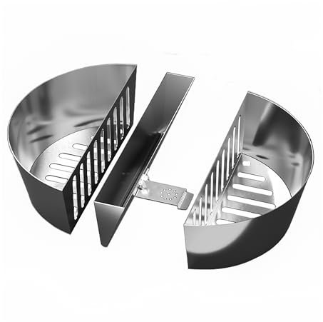 SnS Grills Slow 'N Sear Holzkohle-Feuerkörbe mit Wasserwanne – Große Kapazität Heavy Duty Edelstahl Outdoor Grillkorb Kugelgrill Zubehör – Ideal für Heckklappe und Hinterhofkochen