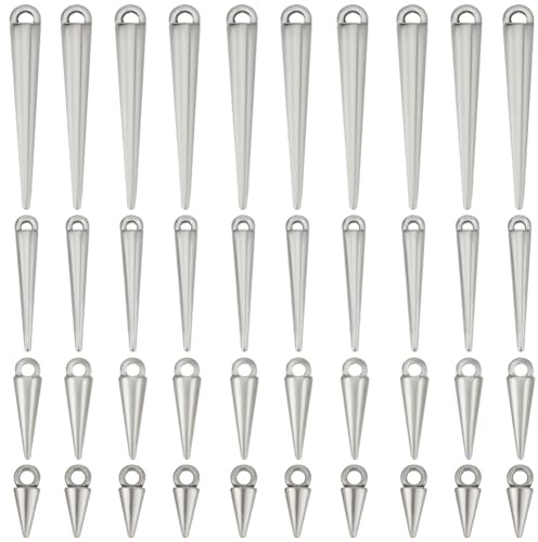 SUNNYCLUE 1 Box Mit 120 Kegelanhängern Lange Silberne Spike Anhänger Gothic Tibetischer Vintage Anhänger Mit Kreisförmigen Spikes Im Goth Punk Stil Zur Schmuckherstellung Charms Für Frauen DIY Halsket