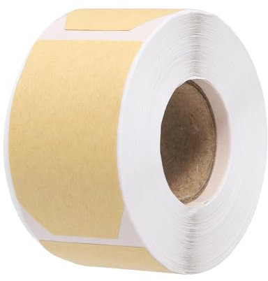 QUARKZMAN 300 Stück Geschenkanhänger-Aufkleber aus Kraftpapier, 5,1 x 3,0 cm, blanke Etikettenaufkleber auf Rolle, Geschenkanhänger für Valentinstag, Weihnachten, braun