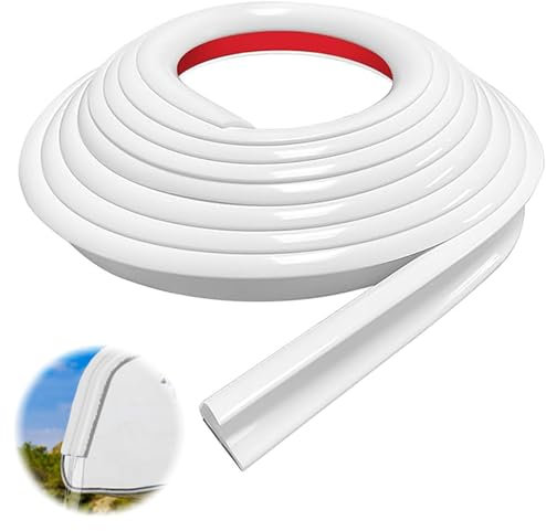 bechoanigel Regenrinne Wohnmobil Selbstklebend 3.0M Weiß, Rückseite Dach Regen Umlenker, Streifenform Regenrinnen Geeignet für Alle Arten von Fahrzeug, Wohnmobil, LKW, Boot, Auto, Van, Tür (Weiß)