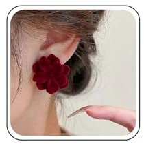 Cybche Orecchini Di Velluto Rosso Orecchini Di Rose Rosse Orecchini Di Fiori Di Camelia Rossi Orecchini Di Camoscio Orecchini Di Fiori Orecchini Di Dichiarazione Gioielli Per Le Donne