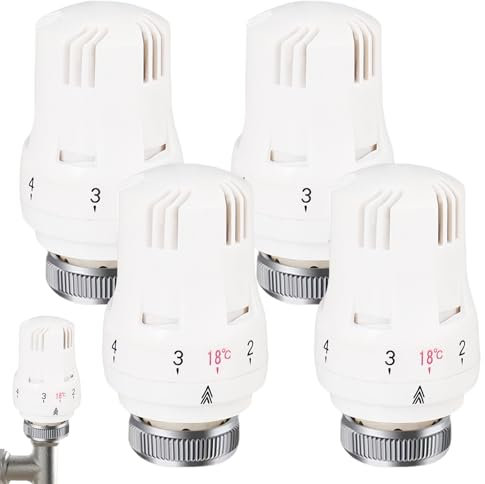 4 cabezales termostáticos para radiador, válvula de radiador, cabezal de repuesto: M30 x 1,5, termostato de calefacción, termostato de radiador, válvula de repuesto, cabezales de válvula de radiador,