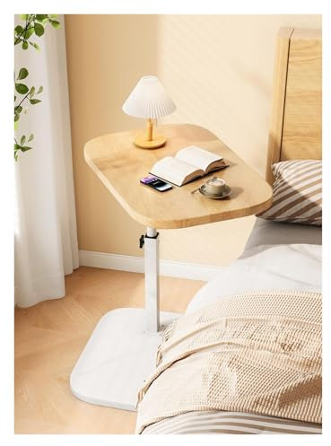 Generisch C-Tisch Beistelltisch, Sofa-Tabletttisch, höhenverstellbar, 360° schwenkbarer TV-Tabletttisch, darunterschiebbare Couchtische for Wohnzimmer, Schlafzimmer und kleine Räume(Wood)
