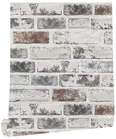 myforHD Papier peint autocollant, motif brique, 44 cm x 1000 cm, vintage, imperméable, pour cuisine, chambre à coucher, salon