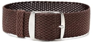 ClassicWatchStraps Perlon Uhrenarmband | Braun - 20 mm - Schließe: Silber Gebürstet | Nylon | Ersatz-Armband