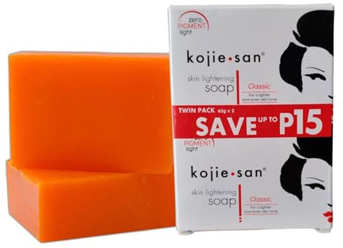 Kojie San Kojisäure-Seife, 2 Stück, 65 g, mit Glycerin und Vitamin C. Antibakterielle Seife lässt dunkle Flecken, Mitesser, Sommersprossen, Aknenarben verschwinden und sorgt für klare, strahlende Haut