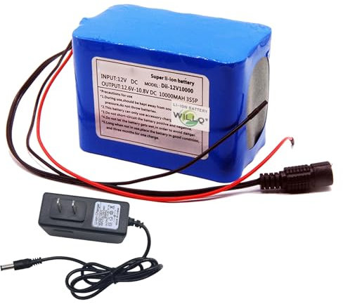 WILLQ 12 Volts Lithium Battery 12V 10Ah 20Ah 30Ah 40Ah Rechargeable Li-ion Battery Pack for Speaker/Audio/Emergency Lighting Portable Spare Battery,With charger,12V10Ah