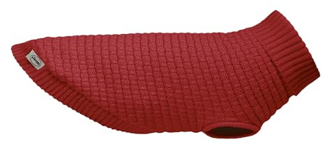 Record - Hundepullover Herbstmodell. Warmer Pullover mit hohem Kragen, Loch für Leine und Schlaufen an der Rückseite| Rot, XL - Rückenlänge 50 cm