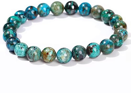 Joyas Minerales Chrysokoll-Armband – 100% echte Natursteine | Bequem & elegant | Elastische koreanische Schnur | Inkl. Geschenkbox (Chrysokoll, 10mm)