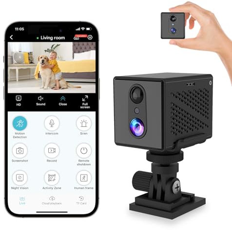 Mapille 2K HD WLAN Mini Überwachungskamera mit PIR Bewegungsmelder & Echtzeit-Benachrichtigungen, Nachtsicht, Zwei-Wege-Audio – Kabellose Installation, App-Steuerung, 100+ Tage Standby, für Innenräume
