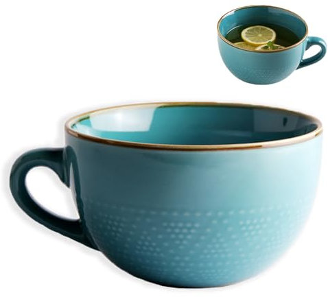 Grande Tasse à Café, Mug en Céramique, Mug en Céramique 700ml, Bol à Céréales, Saladier, Bols à Céréales, Convient pour le Café, le Thé, les Céréales, le Lait et les Desserts, Bleu