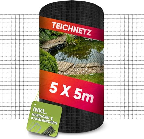 LAINFELD Teichnetz feinmaschig | 5 x 5 Meter | Witterungs- & UV-beständig | feinmaschig Vogelnetz Hühnernetz Balkonnetz gegen Tauben und Reiher
