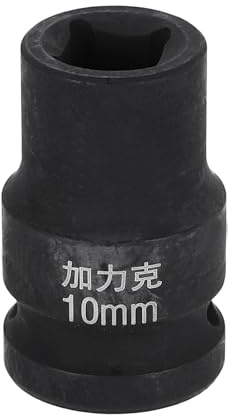 sourcing map 4 Point Square Socket 1/2 Drive 10mm Metric Square Impact Socket CR-V Blackening Standard Wheel Sleeve Pneumatic Sleeve Tool for Auto Repair Mechanical Maintenance Home Use