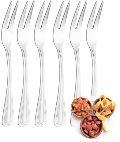 FAMILY Pack 6 Tenedor de Aperitivo 13.3x0.7CM Acero Inoxidable Diseño Punto, Elegancia y Funcionalidad para Cada Ocasión, Cubiertos de Alta Gama para Hogar y Restaurante