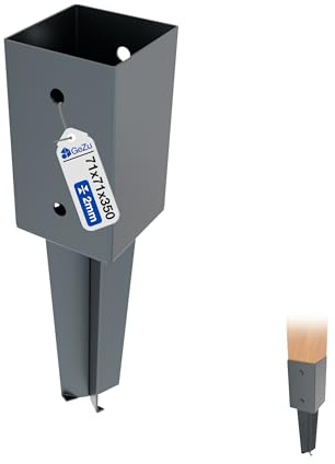 GeZu Impex Post Holder 71 x 71 mm Anthracite Powder Coated Fence Holder Anchor Spike Concrete