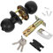 Didiseaon Cerradura de puerta silenciosa perillas de puerta de bloqueo exterior cerradura de baño mechones de puerta para dormitorios perilla de la puerta interior Acero inoxidable Negro