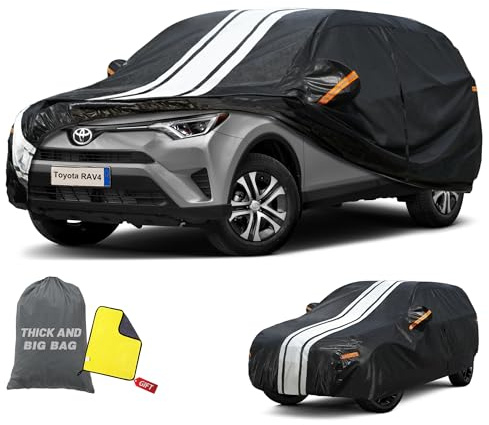 Cowtcver 10 Schichten Autoabdeckung Wasserdicht für SUV 460 bis 485 cm | Vollgarage Autoplane Atmungsaktiv für Sonne Regen Staub Schutz, Kompatibel mit Toyota RAV4, GLC, Audi Q5, BMW X3 usw.