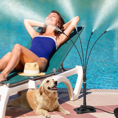 Nzkeuf Stehend Sprühnebel Kühlung Terrasse, Wassernebel Kühlung Terrasse mit 8m Schlauch, Garten Sprühsystem für Gewächshaus Sonnenschirm, Nebel Kühlsystem für Terrasses, Garten, Freien