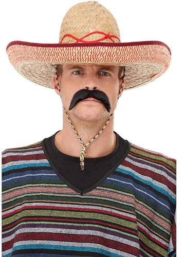 Sombrero Straw Hat, Brown, Extra Large with Tie Cord