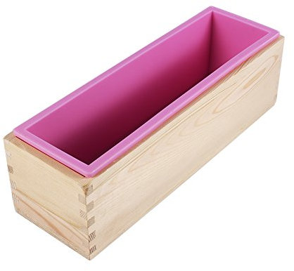Fdit Rectangle Silicone Liner Soap Mould Wooden Box DIY Making Tool Bake Cake Bread Toast Mold