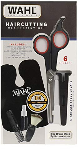 Wahl 6 Piece Haircutting Accessory Kit, Hair Cutting Set, Professional Haircut Kit with Cutting Scissors, Neck Brush, Comb, Cape, Hair Cut at Home