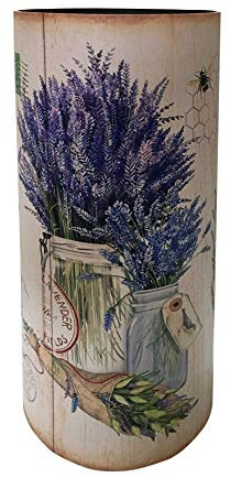 Rebecca Mobili Porte-Parapluie Design, Porte-bâton Décoratif, Toile MDF, Beige Shabby, Rond, avec Plateau-Gouttes - Dimensions: 54 x 23 x 23 cm (HxLxP) - Art. RE6477