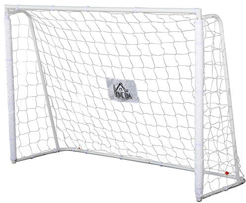 HOMCOM Fußballtor - Fußballkäfig - Trainingstor Abm. 186L x 62l x 123H cm - Metallrahmen PE-Netz - inkl. Heringe & Werkzeug - weiß