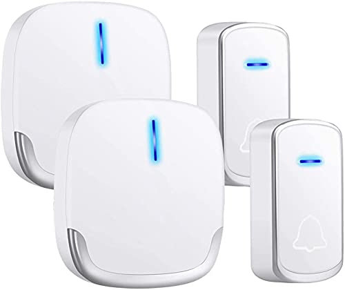 Door chimes Wireless Doorbell Waterproof Doorbell Kit With 2 Plug-in Receivers And 2 Buttons Battery Power With Low Power Consumption And Long Service Life door chimes