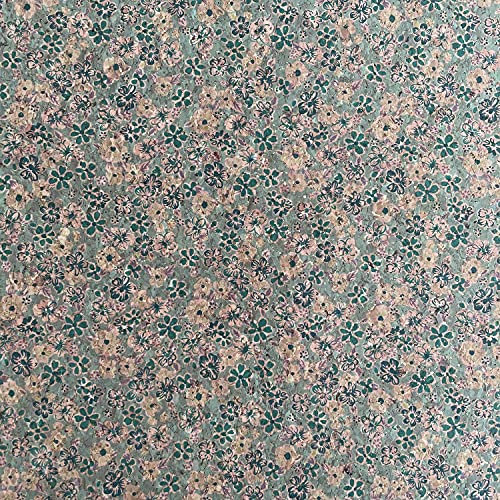 Natürlicher Kork PU Leder Qualität Stoff für Handwerk Dekor Zubehör Tasche Material | 132 cm breit | pro halber Meter (Frühlingsgrün)