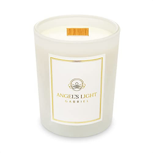 ANGEL'S LIGHT GABRIEL - Luxuriöse Duftkerze. Energie der Balance, der Pflege und der Führung. Handgefertigt. 270g Natürliches Sojawachs mit ätherischen Ölen. Sandelholz, Rosmarin, Minze. Holzdocht.