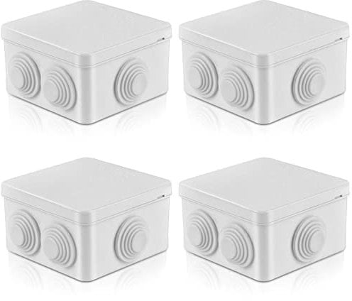 Waterproof Junction Box, 4 Pcs Square ABS Dustproof Weatherproof Outdoor Cable protect Enclosure for CCTV Camera LED Strip Road Sign Cable Connection