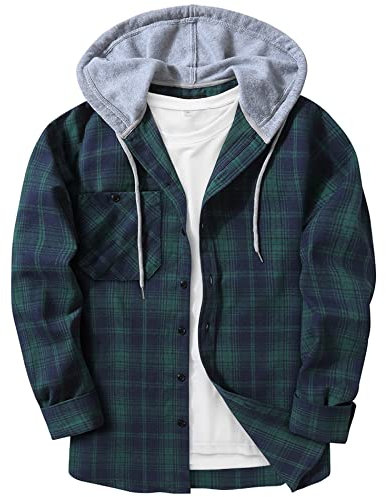 SwissWell Chemise en Flanelle à Carreaux Homme Manches Longues de Bûcheron Casual Button Down Regular Fit (1478-Vert&Marine L)