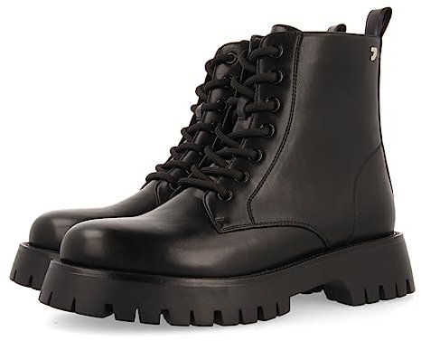 GIOSEPPO Botín Negro Tipo Biker con Cordones y Piso Track para Mujer hesseng