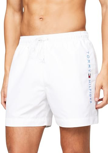 Tommy Hilfiger Pantaloncino da Bagno Uomo Medium Drawstring Lunghezza Media, Bianco (Th Optic White), M