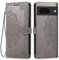 HONLEN Cover for Google Pixel 8 (6.17 Inches) Premium PU Leather Wallet Flip Magnetic Closure Case, Mandala Embossed Design with 3 Card Slot, Stand Case Gray