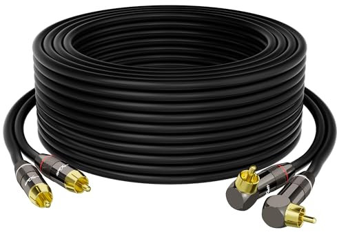 Câble audio stéréo RCA à angle droit de 90 degrés 2RCA vers 2RCA, coque en alliage de zinc, prise dorée, cordon audio 2 RCA, pour home cinéma, caisson de basses, HDTV, amplificateur, système Hi-Fi,