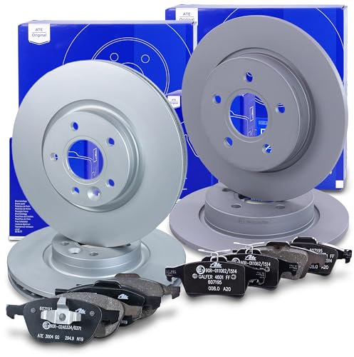 ATE Bremsenset inkl. Bremsscheiben vorne Ø 300 mm vorne belüftet + hinten Ø 271 mm voll und Bremsbeläge vorne + hinten Kompatibel mit FORD FOCUS Mk3