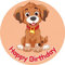 Tortenbild 20cm Happy Birthday Hund - essbarer Tortenaufleger rund aus Premium-Dekor-Papier