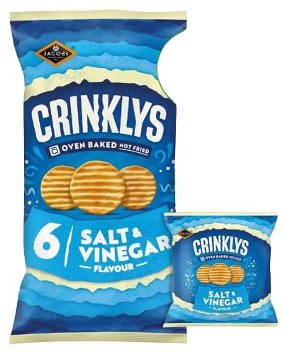 Generic Jacob's Crinklys Salt & Vinegar Snack Biscuits 6 Pack 138G(3 Pack) | Salt and Vinegar Flavour Crinkled Snack Biscuits | 30% Less fat than fried potato crisps