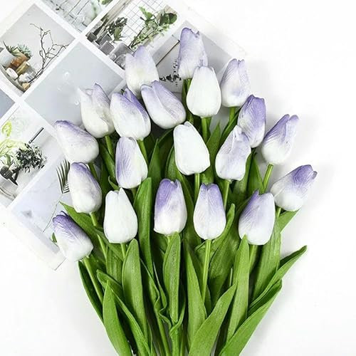 ZFISH 35 cm Tulpenblume Künstlicher Tulpenstrauß 10/5 Stück PE-Schaum Kunstblume für Hochzeitszeremoniedekor Hausgarten-Blumenstraußdekor-K12-10 Stück