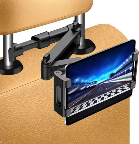 Soporte Universal para Coche de Tablet o Móviles - Extensible de 5,5 a 10 Pulgadas, Regulable Con Rotación de 360° y Almohadillas de Silicona Antideslizantes