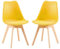 EGGREE Un Juego de 2 Sillas Comedor de Roble SGS Prueba Sillas de Cocina Escandinavas SGS Prueba, Sillas de Oficina Acolchadas Retro, Piernas de Roble - Amarillo