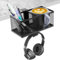 3in1 getränkehalter Tisch Kopfhörer Halter Unter Schreibtisch Headset Halter 360° Drehbarer Headphone Stand & Abnehmbarer Becherhalter Stiftehalter Organizer getränkehalter tisch home office (Schwarz)