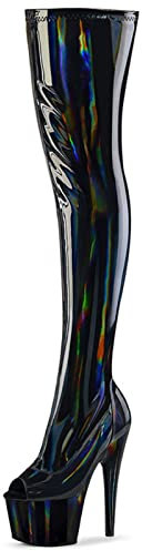 Stivali Moda da Donna Stivali a Bocca di Pesce Tacchi Alti da Discoteca 17 cm Tacchi altissimi Fine con Pole Dance Stivali sopra Il Ginocchio Stivali alla Coscia Donna