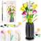 Euakee Blumen Bausteine Bausatz, Blumen Bauspielzeugset mit Vase, DIY Pflanze Blumenstrauß Dekoration, Idee Geschenke für Valentinstag Geburtstage Muttertag (Tulpe)