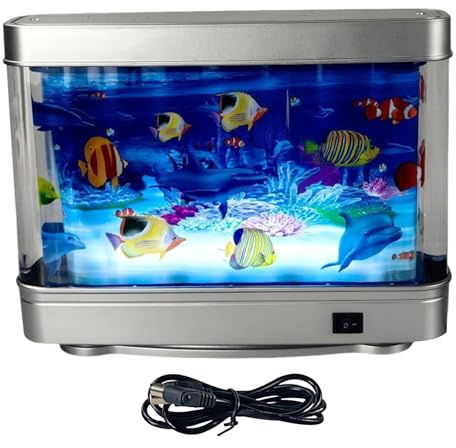 Biniveil Kunstfisch-Aquarium | Fisch-Lampen-Aquarium | Niedliche, realistische, leise leuchtende sensorische Dekoration für Geburtstag, Baby, Erwachsene, Kinder, Nachtgenuss
